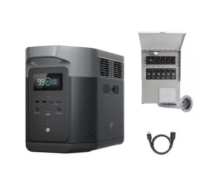 EcoFlow 120V Home Battery Backup 2048Wh DELTA 2 Max Battery Generator+Transfer Switch(306A1)+Adapter Cord for Home Use, Blackout