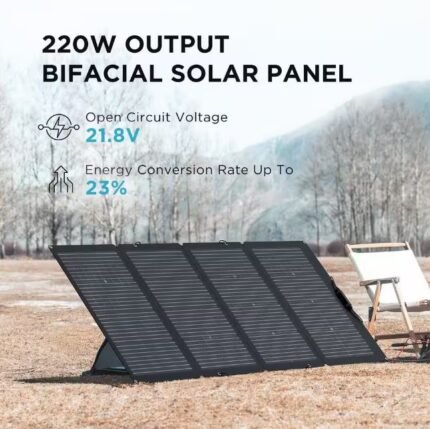 EcoFlow 220-Watt Monocrystalline Silicon Solar Panel with 21.8-Volt Output Waterproof IP68 Solar Charger for Solar Generator